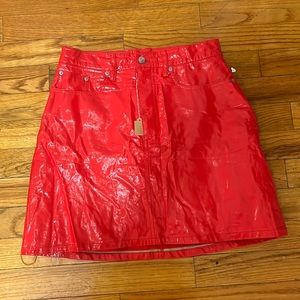 Calvin Klein red leather skirt